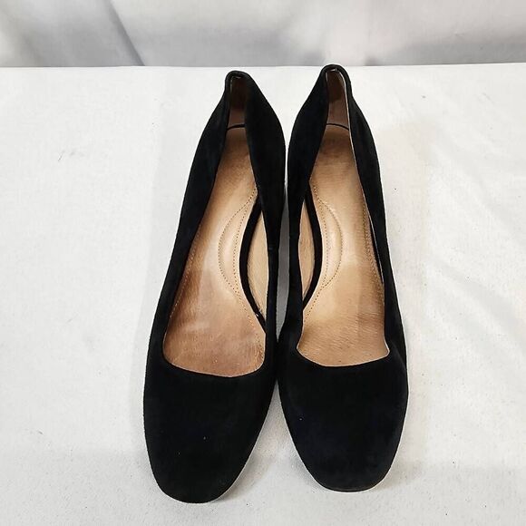 J. Jill Shoes 9 Black Suede Pump Slip On Leather Career Tortoiseshell Heel - Picture 9 of 9